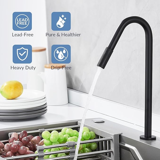 Filtered Water Faucet for Kitchen Sink, Matte Black RO Drinking Water Faucet, Pure Water Filter Tap for Reverse Osmosis Filtration System, Stainless Steel, Matte Black
