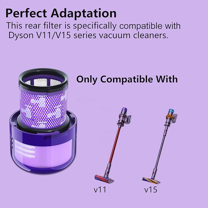 2 Pack Vacuum Filter Replacement Parts Compatible with Dyson V11/V15 Series Vacuum Cleaner, Cordless Vacuum Filter Accessories, Home Cleaning Helper, Effective Cleaning, 2 Rear-Filters (2)