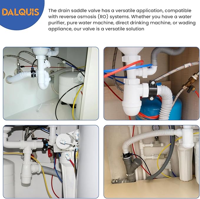 1 Pack Drain Saddle Valve with 1/4” Quick Connect for Under-Sink Reverse Osmosis Systems Fit RO System Water Filter