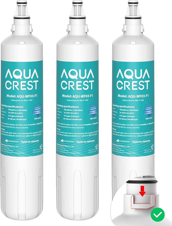 AQUA CREST F-1000, 4204490 Sub Zero Water Filter Replacement for InSinkErator® F-1000, F-2000, F-3000, Sub-Zero 4204490, 4290510, AquaPure AP Easy C-Complete, NSF/ANSI 42, Package May Vary
