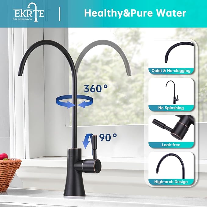 EKRTE Bronze Water Filter Faucet,Commercial Everse Osmosis Faucet for Under Sink, Stainless Steel Drinking Water Purifier Faucet, Oil Rubbed Bronze
