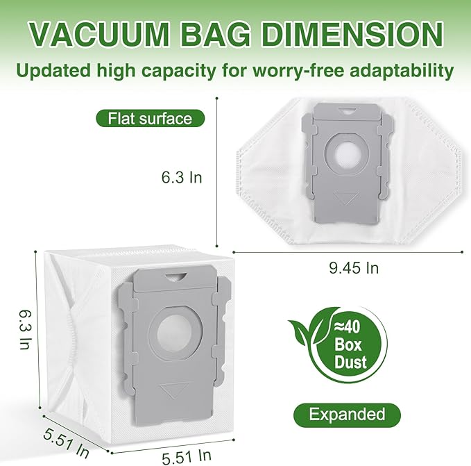 VBN 26 Pack Vacuum Bags for iRobot Roomba i s j 100 400 500 Series All Clean Base, Fit i3+ i4+ i5+ i6+ i7+ i8+ j7+ j8+ j9+ s9+ 104 105 405 504 505 507 Vac Combo, 705 Max Combo10, Dirt Disposal Bags