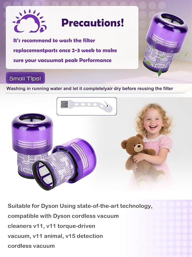 Suitable for Dyson V15/V11/SV14 handheld wireless vacuum cleaner accessories Purple vacuum cleaner filter element filter filter net