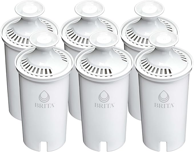 Brita Standard Water Filter for Pitchers and Dispensers, Reduces Copper, Cadmium and Mercury Impurities, Lasts Two Months or 40 Gallons, Includes 6 Filters for Pitchers
