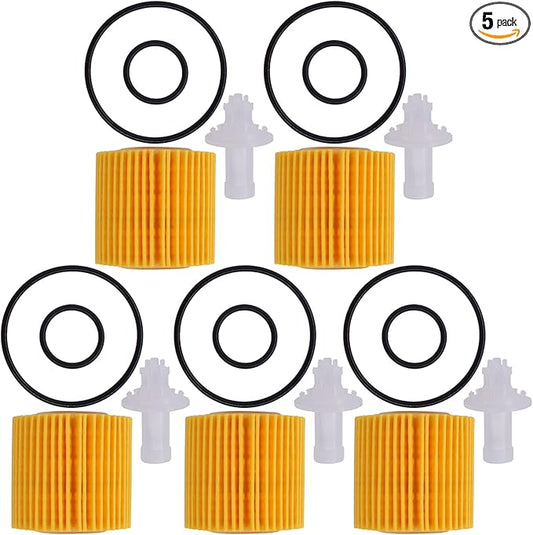 NewYall 5Pcs 04152-YZZA6 Engine Oil Filter with Gasket for Toyota Corolla 2009-2016 Matrix 2013-2014 Prius 2010-2015 Prius V 2012-2016