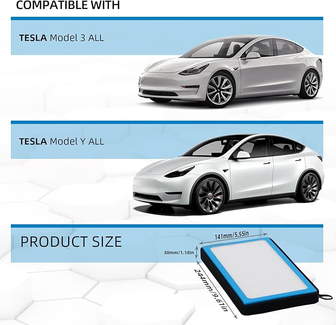 HEPA Cabin Air Filter Replacement CA076-1 Compatible with Tesla Model 3,Model Y 2017 2018 2019 2020 2021 2022