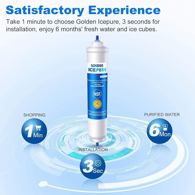 GOLDEN ICEPURE RWF0300A Inline Water Filter Replacement for GE® GXRTQR, Samsung HAFEX/EXP, DA29-10105J, Whirlpool WHKF-IMTO, Refrigerator Water Filter
