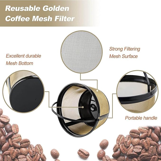 Reusable Coffee Filter Basket, 2 Pack Basket Coffee Filters 8-12 Cup Replacement Coffee Filter for Mr. Coffee and Black & Decker Coffee Makers and Brewers