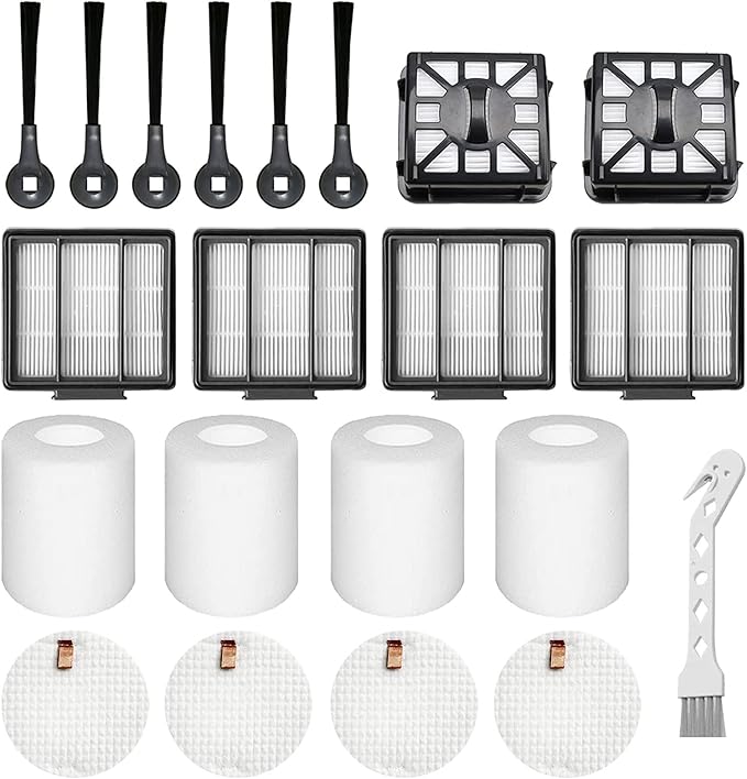 Replacement Part Aaccessory Set for Shark IQ R101AE (RV1001AE),IQ R101 (RV1001) Robot Vacuum, 4-Pack Filter, 6 Side Brushes, 2 Filter & 4 Base Pre-Motor Foam & Felt Filters Kit