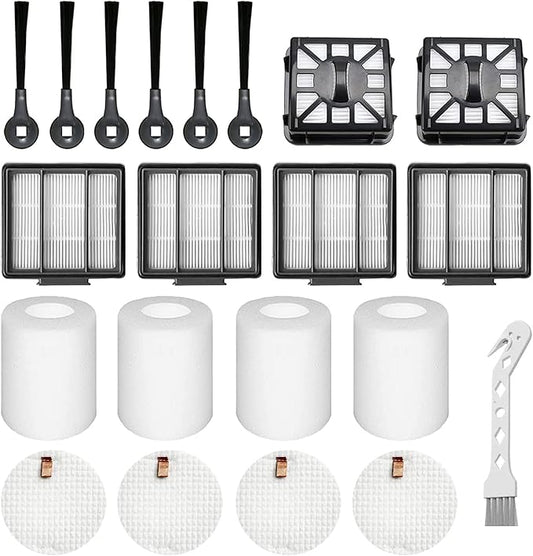 Replacement Part Aaccessory Set for Shark IQ R101AE (RV1001AE),IQ R101 (RV1001) Robot Vacuum, 4-Pack Filter, 6 Side Brushes, 2 Filter & 4 Base Pre-Motor Foam & Felt Filters Kit