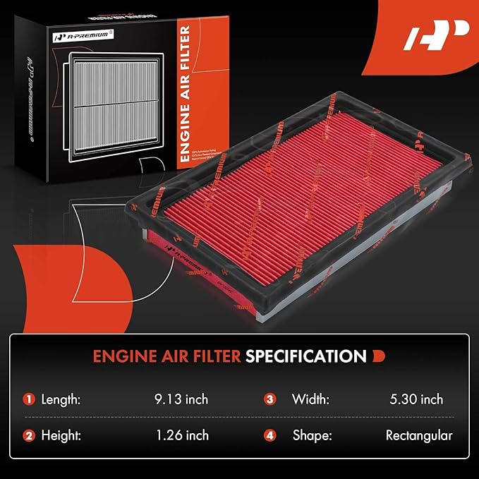 A-Premium 2-PC Engine Air Filter Compatible with Infinit Q50 & Nissan Cube, NV200, Versa, 2007-2021, 3.5L 3.7L, Flexible Panel, Replace# 16546-ED500
