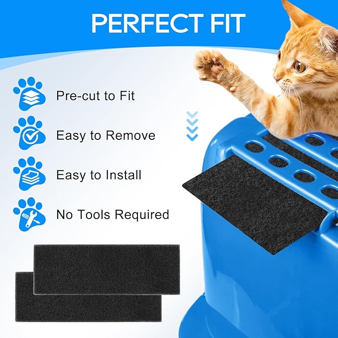 8PCS Cat Litter Box Filter Compatible with Van Ness CP7 Blue Extra Large Cat Litter Box, Activated Charcoal Odor Control Filters Replacement for Hooded Cat Litter Boxes for Big Cats