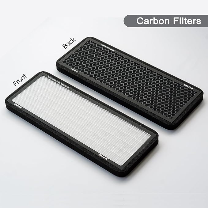 Front Trunk Hepa Filters Kit for Tesla Model Y(2022-2026) with Activated Carbon,4-pack Dual Layer Air Filter Replacement Includes 2 HEPA Filter 2 Carbon Filter