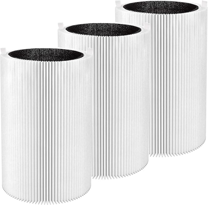 3 Pack Blue Pure 411 Filter Replacement Compatible with Blueair Blue Pure 411 Genuine, 411+, 411 Auto and MINI Air Purifier, Package Include 3 Pack 3-in-1 HEPA Filters
