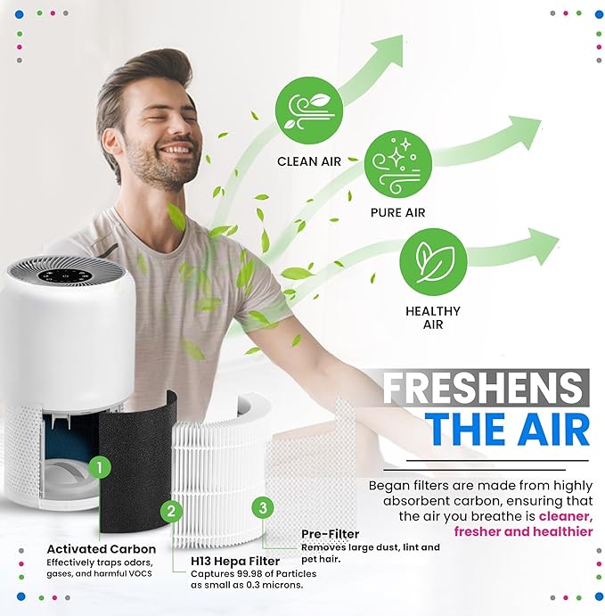 Bagean Core P350 HEPA Replacement Filter for Levoit Core Air Purifier - Compatible with Levoit Filter Replacement Core 300 - H13 True HEPA with Carbon Filters 99.98% Particles and Purifies Air (4-Pk)