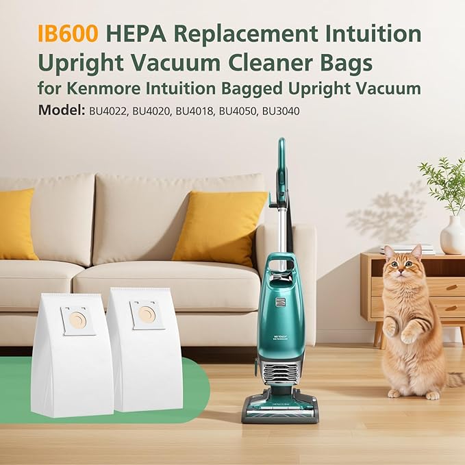 16Pack IB600 HEPA Vacuum Bags for Kenmore Intuition Upright Vacuum Cleaner BU4022, BU4020, BU4018, BU4050, BU3040,White
