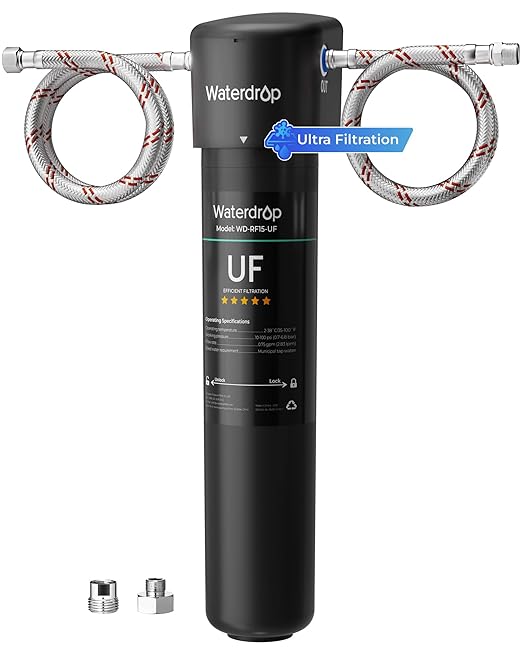 Waterdrop 15UA-UF 0.01 μm Ultra Filtration Under Sink Water Filter System, 2 Years, Reduces Lead, Chlorine, Bad Taste & Odor, Direct Connect to Kitchen Faucet, USA Tech