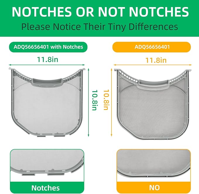 ADQ56656401 Dryer Lint Filter Upgraded Stainless Steel Mesh Screen for LG ADQ566564 and Ken-more Elite Dryer Lint Screen Replacement with Clothes Dryer Lint Vent Trap Cleaner Brush Part #PS3531962
