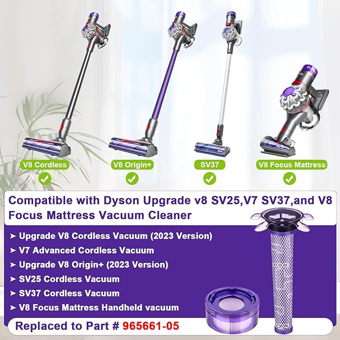 Upgraded V8 Filter for Dyson V8 V7 New Version / SV25 / SV37 / V8 Animal Extra Cordless V8 FOCUS Mattress Vacuum Cleaner Replacement Parts Accessories Filters