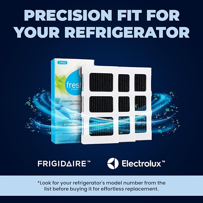FRESH Paultra2 Refrigerator Air Filter Replacement for Frigidaire, Pureair Ultra 2, Pure Air Ultra 2, Pureair Ultra ll, Electrolux 242047805, 5303918847, EAP12364179 (3 Pack) Air filter by MIST