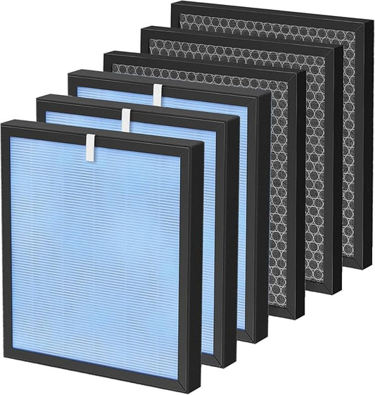 HSP001 Filter Replacements Compatible with HATHASPACE HSP001 Smart Air Purifiers, 4-in-2 Filtration Filter and Activated Carbon Pre-filter, 3 Pack