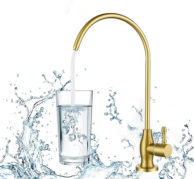 Drinking Water Faucet, for Under Sink Water Filter System Kitchen Bar Sink RO Faucet, Brushed Gold