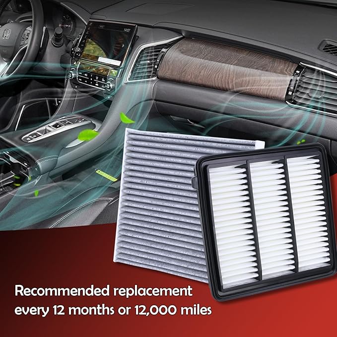 17220-64A-A00 Engine Air Filter and 80292-TF0-G01 Cabin Air Filter kit Compatible with 2022-2025 Honda Civic Accord CR-V 1.5L Not for Hybrid Replaces CF11182 80291-T5R-A01 PA99892 AF10113