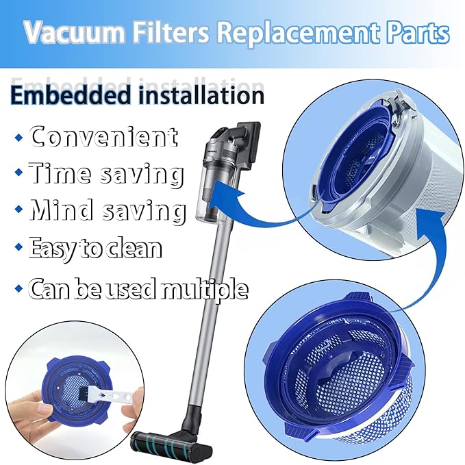 SAMSUNG Jet Vacuum Filters 3-Pack - Washable Micro Filters for Jet 70, 70+, 75, 75+, 90, 60 and VS9000RL - Part Number: DJ97-02649A