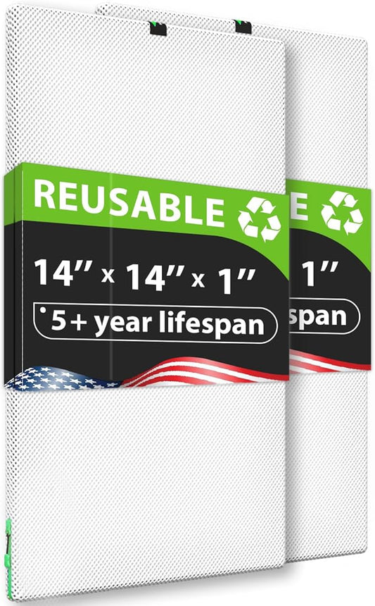 REair 14x14x1 Air filter Pro Kit, Washable and Reusable Air Filter 14x14x1 for AC HVAC Furnace, MERV 8 Air Filters Machine Washable & Dryer Friendly, AC Furnace Air Filter, Include 2 Filters&1 Frame