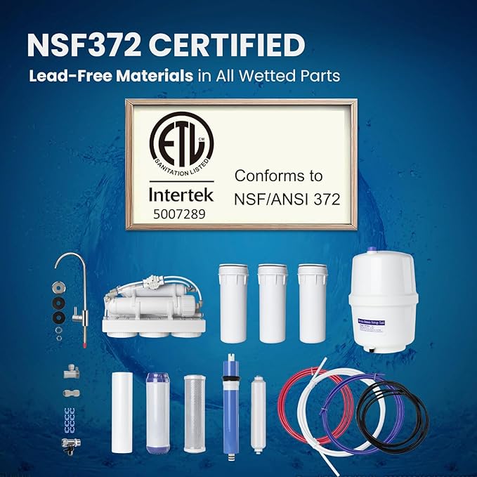 COMFEE’ CMP10 5-Stage Reverse Osmosis System, NSF Certified Water Filter for Under Sink, Easy DIY Installation, Ultra Safe Drinking Water Filtration System, Leak-Free RO System, 75 GPD