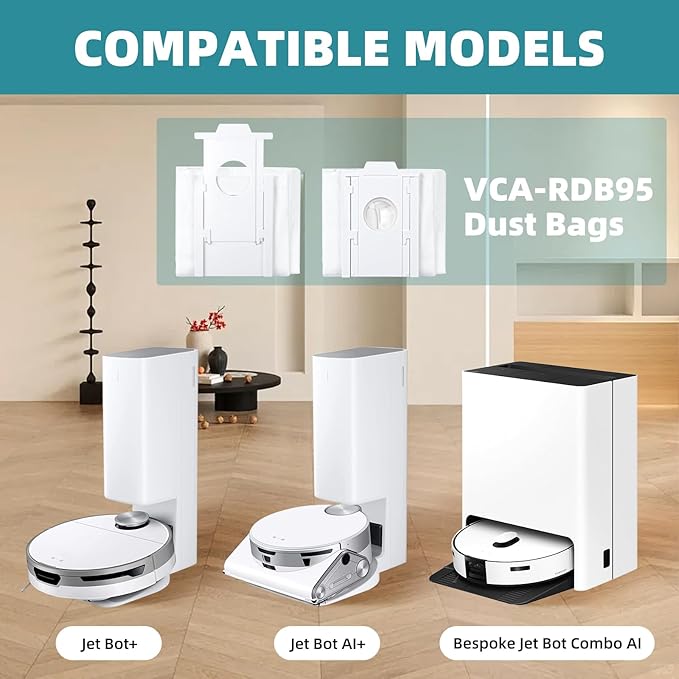 8 Pack VCA-RDB95 Dust Bags Replacement for SAMSUNG Jet Bot AI+ / Jet Bot+ / Bespoke Jet Bot Combo AI Vacuum Clean Station, Jet Bot Vacuum Dust Bag Accessories Parts