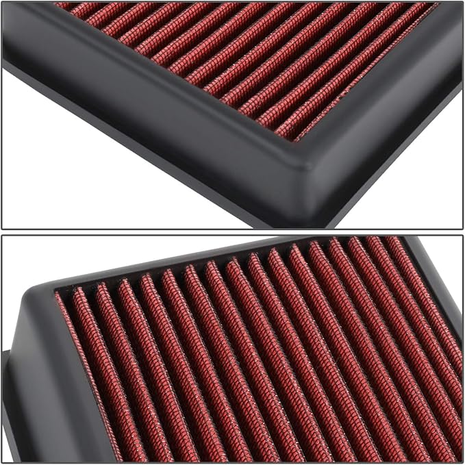 DNA Motoring AFPN-212-RD Clean Air Washable Drop In Panel Air Filter Enhance Engine Performance Power & Acceleration Improve [Compatible with 18-20 Ford Ecosport]