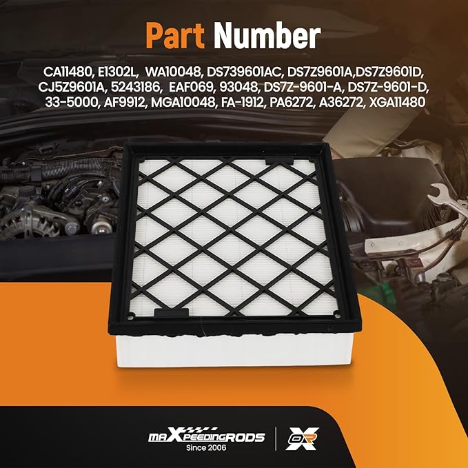 maXpeedingrods CA11480 Engine Air Filter for Ford Fusion 2013-2020, Edge 2015-2024, GT 2017-2022, Compatible with Lincoln Continental 2017-2020, MKX 2016-2018, MKZ 2013-2020, Nautilus 2019-2023
