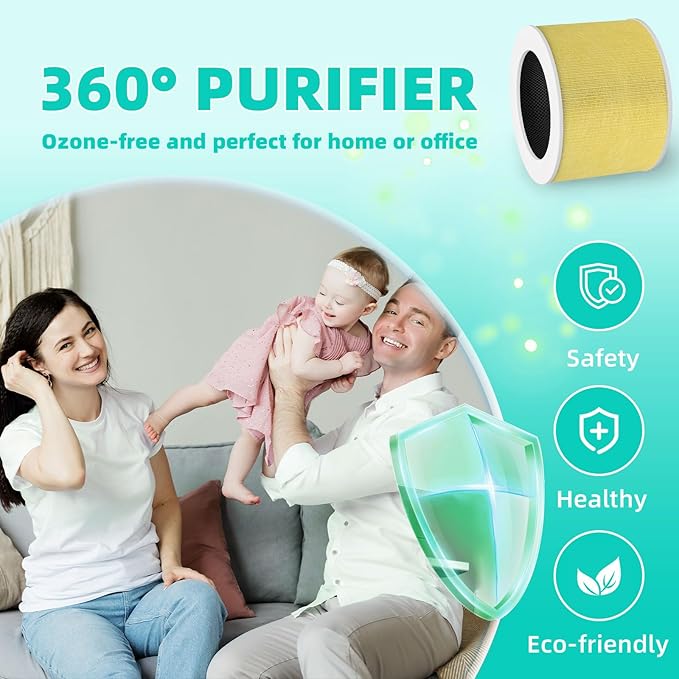 2 Pack HY1800 Upgraded Replacement Filter Compatible with MORENTO/Loytio/AYAFATO/IOIOW/Honeyuan/CHIVALZ Air Purifier, 3-in-1 H13 True HEPA and Activated Carbon HY1800 Filter Toxin Absorber