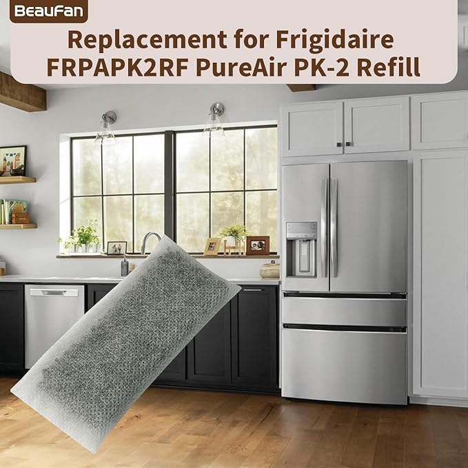4 Pack FRPAPK2RF PureAir PK-2 Refill Filter Compatible with FRIGIDAIRE Gallery Models GRMC2273BF, GRMC2273BD, GRMG2272BF, Produce Keeper Air Filter