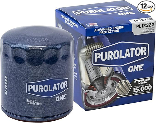 Purolator PL12222 ONE Advanced Engine Protection Spin On Oil Filter Compatible With Ram 1500,Chevrolet Silverado 1500,Silverado 2500 HD, Jeep Compass, Cherokee,Patriot and GMC Sierra 1500(Pack of 12)