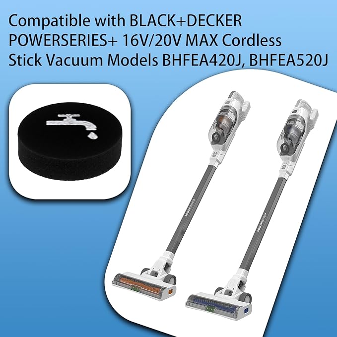 6 Pack Sponge Filter Compatible with BLACK+DECKER POWERSERIES+ 16V/20V Cordless Stick Vacuum Models BHFEA420J, BHFEA520J, BHFEA18D1, Compare to Part# BHFEAF1 (6)