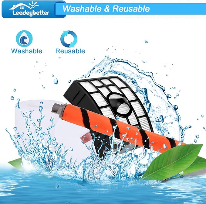 Leadaybetter Filter Replacement for Shark APEX DuoClean Lift-Away AX950 AX951 AZ1002 AZ1000 AZ1000W, 2 Black Filters, 4 Foam & Felt Filters, 1 Brush Roll, Compare to Part # XFF650 & XHF650 & 1173FT950