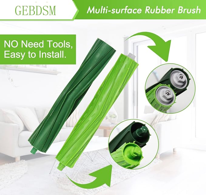 2 Set Replacement Parts Roller Brushes Compatible for iRobot Roomba i, j&e Series i3(3150) i3+ j6 j6+(6550) j7(7150) j7+ j8 i2 i4 i6 i6+ i7 i7+ i8 i8+Plus E5 E6 E7 Vacuum Cleaner Accessories