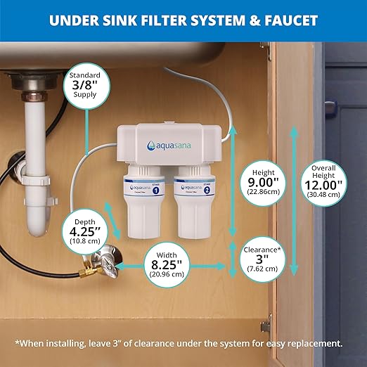 Aquasana Under Sink Water Filter | 2-Stage Filtration | Reduces up to 99.99% of PFAS, Lead, Chlorine, Cysts, & More | Under Counter Drinking Water Filter | Chrome Faucet | AQ-6200-CHR