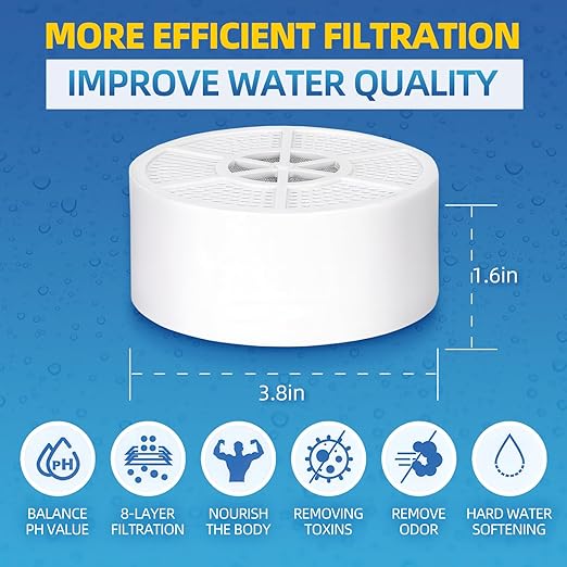Bathtub Water Filter Cartridge for Tub with Overflow - 8 Stage Bath Water Filter to Reduce Chlorine & Hard Water Minerals for a Gentler Bathing Experience