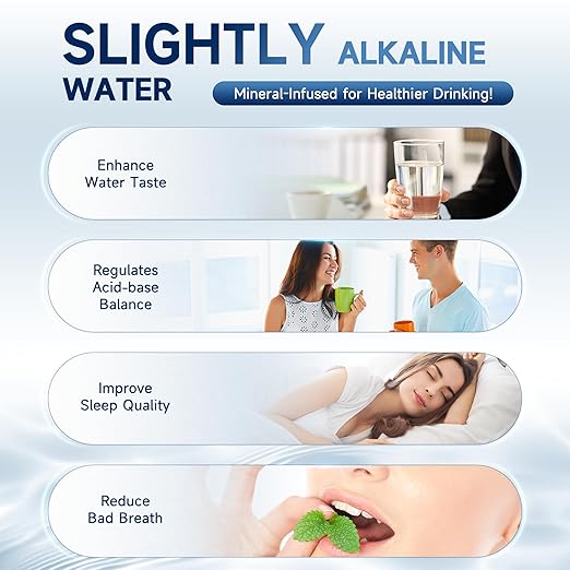 AQUALTRA USF-3B-10 Slightly Alkaline Under Sink Water Filter System, 8K-32K Gallons, 0.5 μm Carbon Fiber Filter Reduces Chlorine, Chloramine, Fluoride, Bad Taste & Odor