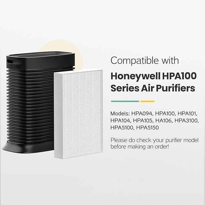 HPA100 HEPA Filter Replacement HRF-ARVP100 for Honeywell HPA100 Series Air Purifier, HPA094, HPA104, HPA105 HPA3100, HPA5100 Series, 2 HEPA R and 8 Precut Carbon Pre-Filters A
