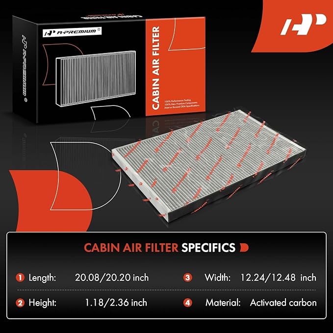 A-Premium 2-PC Cabin Air Filter w/Activated Carbon Compatible with Tesla X 2016-2023, Replace# 1045566