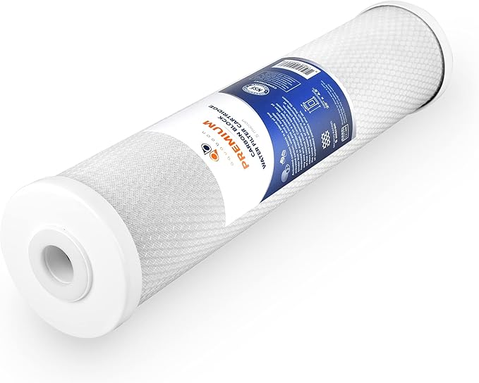 Aquaboon 5 Micron 20 x 4.5 Whole House Water Filter Replacement Cartridge Carbon Block Chlorine Reduction for 1-Stage Water Filtration System 2 Pack