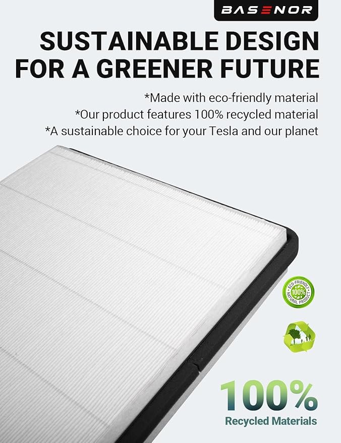 BASENOR 2026 Upgraded Tesla Cybertruck Air Filter HEPA Cabin Intake Air Filter Replacement with Activated Carbon (Proprietary Design) Cybertruck Accessories 2024 2025 2026