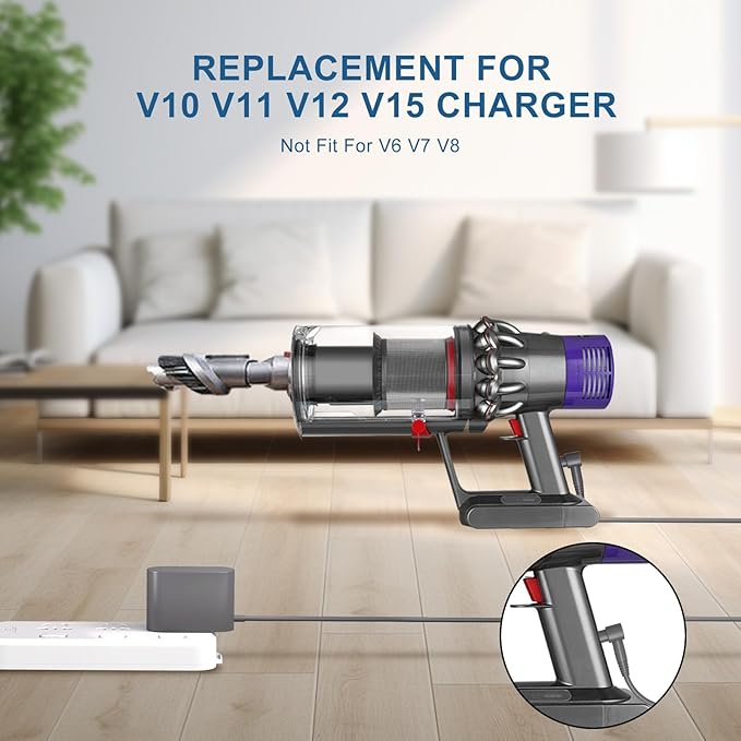 30.45V Cordless Vacuum Cleaner Charger Compatible with Dyson V10 V11 V15 V12 Cyclone Animal Motorhead Absolute Trigge Replacement SV12 SV14 SV15 SV16 SV20 SV22 Power Cord 217160-02 969350-02 969042-01