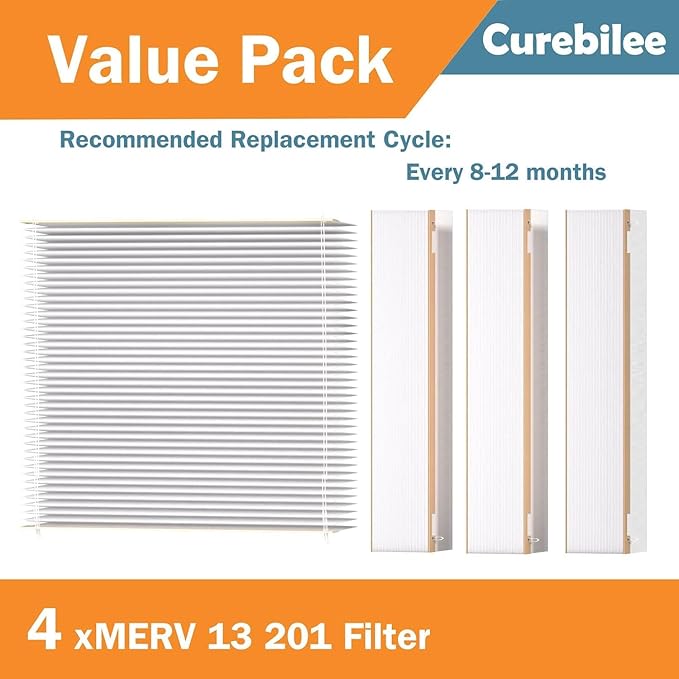 201 Replacement Filter MERV 13 Compatible with Aprilaire 2200, 2250, Space Gard 2200 Whole House Air Cleaner Purifiers and Lennox PMAC-20C (Lennox X0445), MERV-13 Air Filter, 4-Pack