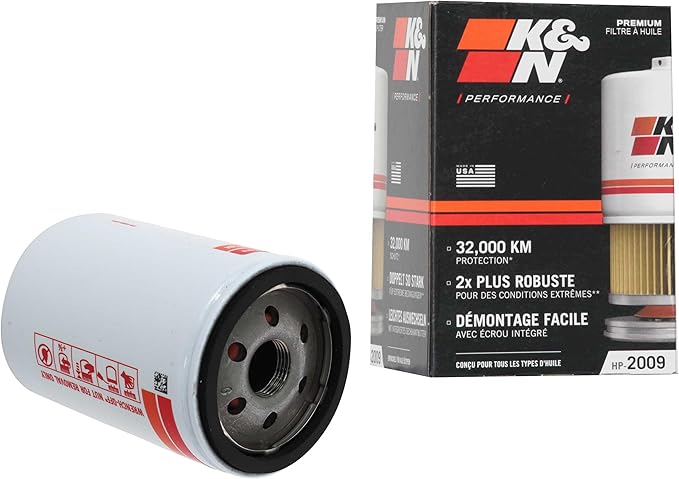 K&N Premium Oil Filter: 20,000 Mile Engine Protection with Wrench Off Nut: Compatible with Select MAZDA/FORD/LINCOLN/DODGE Vehicle Models (See Product Description for Select Models), HP-2009