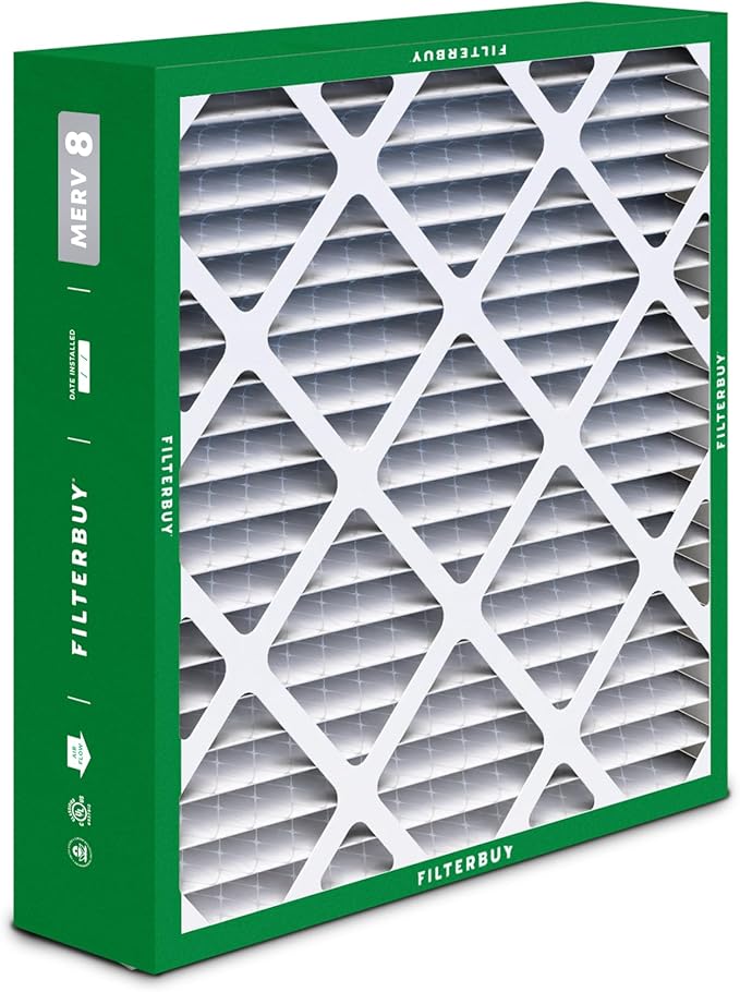 Filterbuy 20x21x5 Air Filter MERV 8 Essential Dust & Allergy Defense (3-Pack), Electrostatic Pleated HVAC AC Furnace Filters Replacement for Lennox and Electro-Air (Actual Size: 19.88 x 20.50 x 4.38)